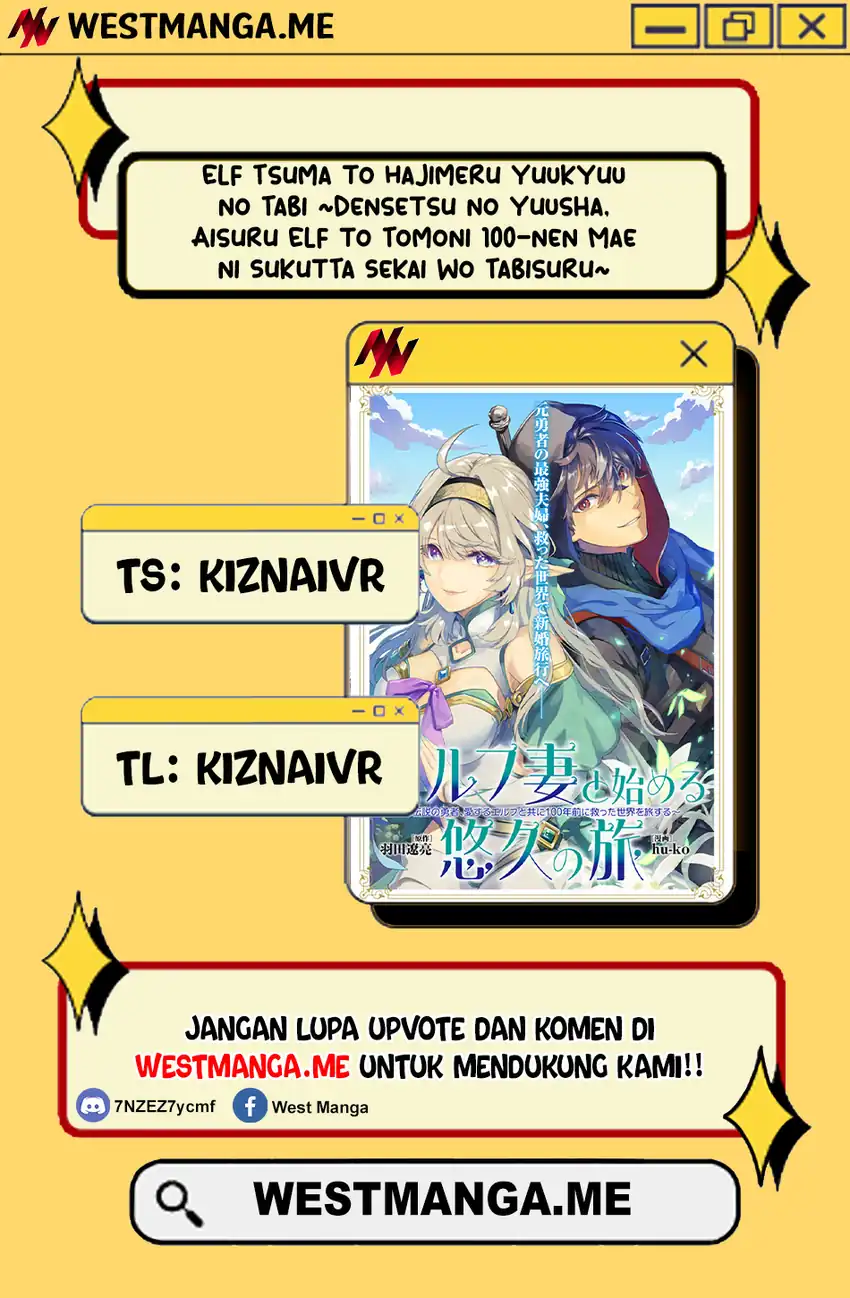 Baca Elf Tsuma to Hajimeru Yuukyuu no Tabi ~Densetsu no Yuusha, Aisuru Elf to Tomoni 100-nen Mae ni Sukutta Sekai wo Tabisuru~ - Chapter 01 halaman 1