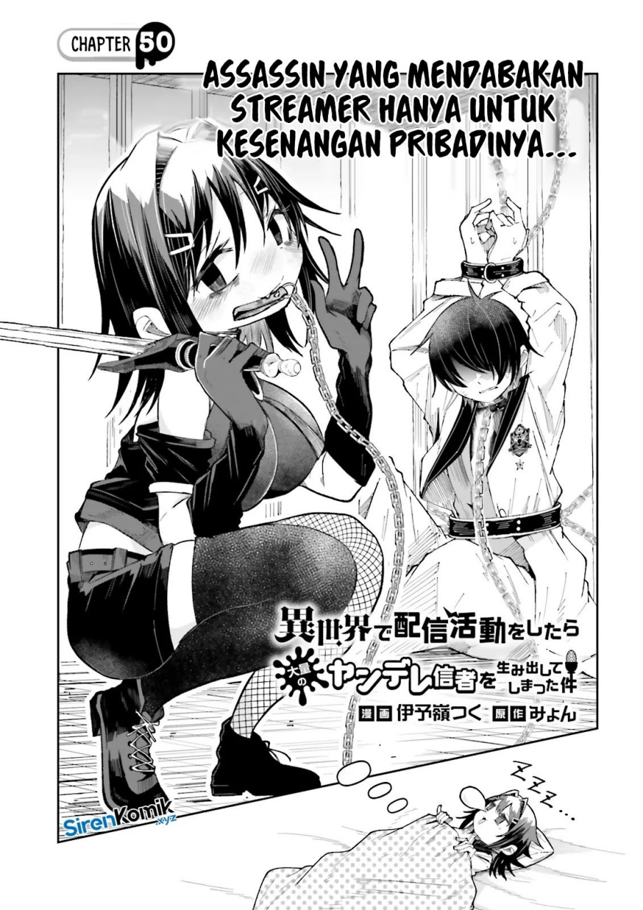 Baca Isekai de Haishin Katsudou wo Shitara Tairyou no Yandere Shinja wo Umidashite Shimatta Ken - Chapter 50 halaman 2