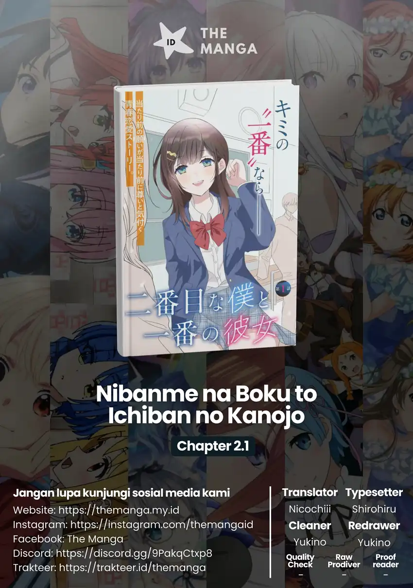 Baca Nibanme na Boku to Ichiban no Kanojo - Chapter 02.1 halaman 1