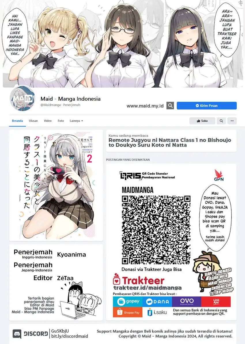 Baca Remote Jugyou ni Nattara Class 1 no Bishoujo to Doukyo Suru Koto ni Natta - Chapter 15 halaman 2