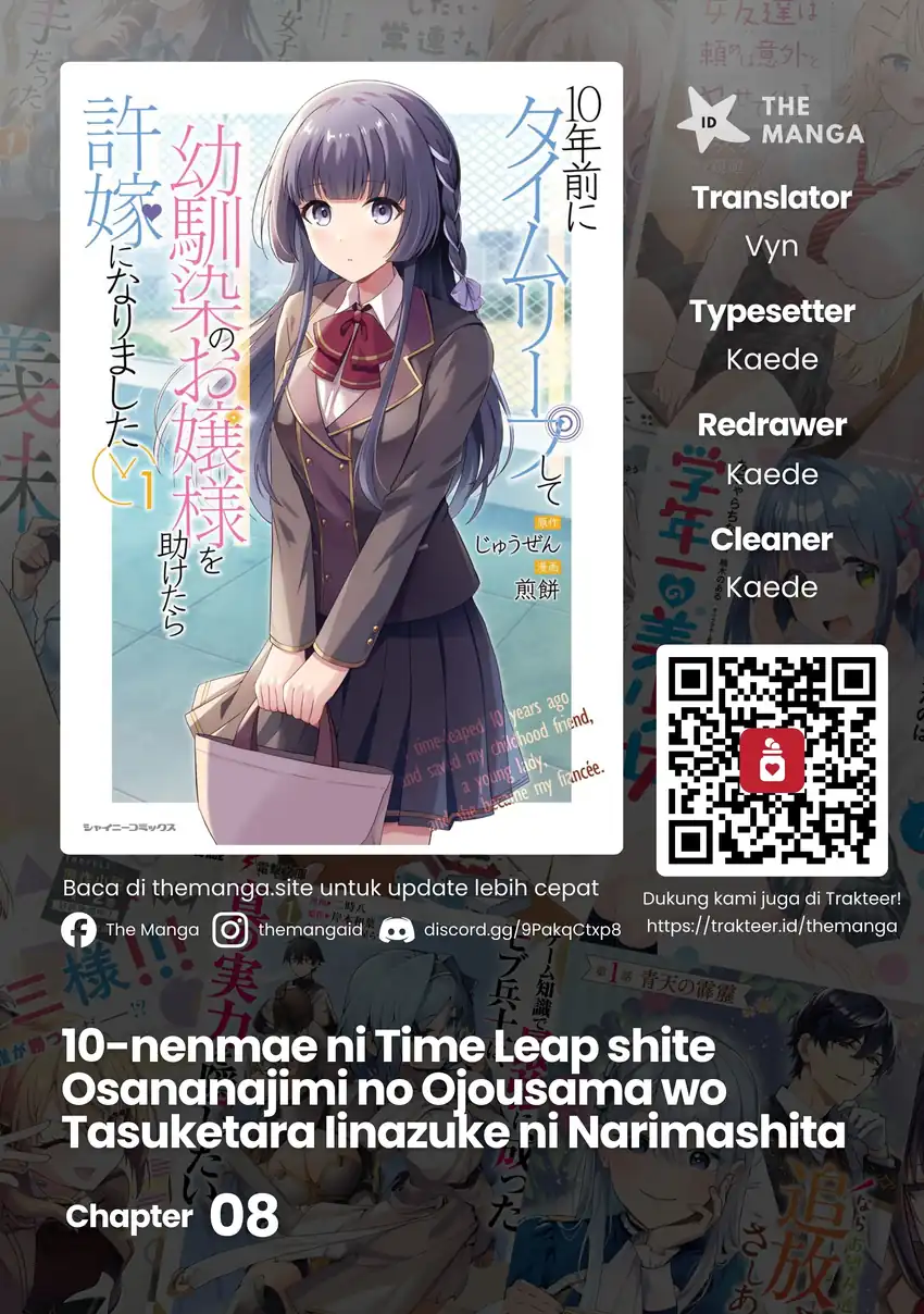 Baca 10-nenmae ni Time Leap shite Osananajimi no Ojousama wo Tasuketara Iinazuke ni Narimashita - Chapter 8 halaman 1
