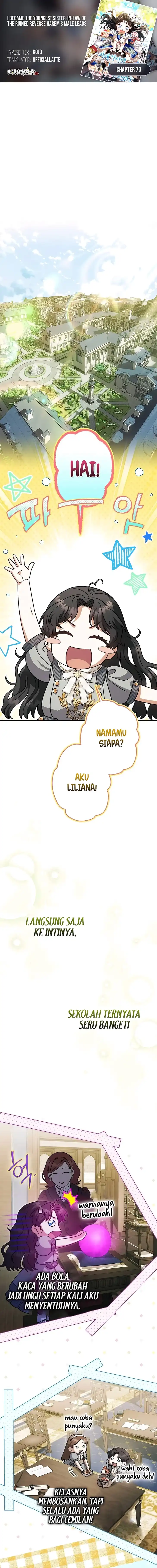 Baca Became the youngest Sister-in-Law of the Ruined Harem Male Leads - Chapter 73 halaman 1