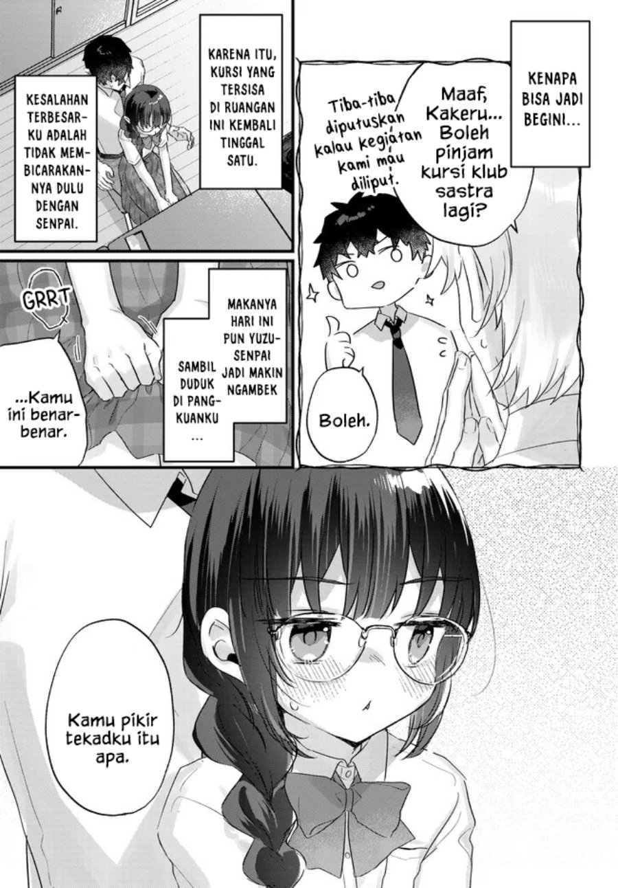 Chiisakute Kawaii Bungeibu no Chiteki na Senpai o, Hiza no Ue ni Nosetara Mainichi Suwattekuru you ni natta Chapter 3.1 - Page 4