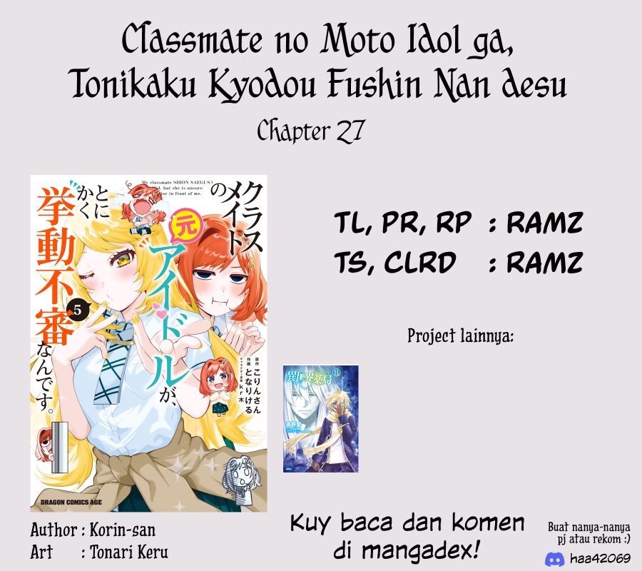 Baca Classmate no Moto Idol ga, Tonikaku Kyodou Fushin Nan desu - Chapter 27 halaman 29