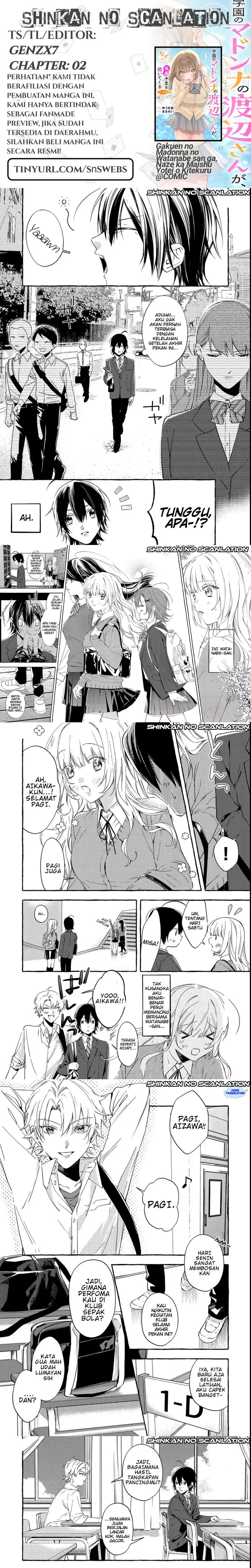 Baca Gakuen no Madonna no Watanabe san ga, Naze ka Maishu Yotei wo Kitekuru - Chapter 2 halaman 1