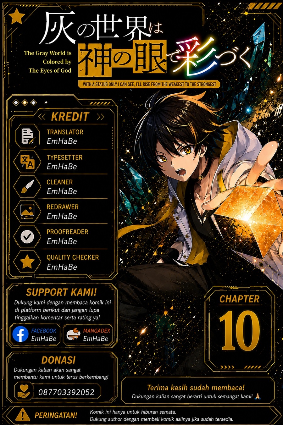 Baca Hai no Sekai wa Kami-no-me de Irodoku: Ore dake Mieru Status de, Saijaku kara Saikyou e Kageagaru - Chapter 10 halaman 1