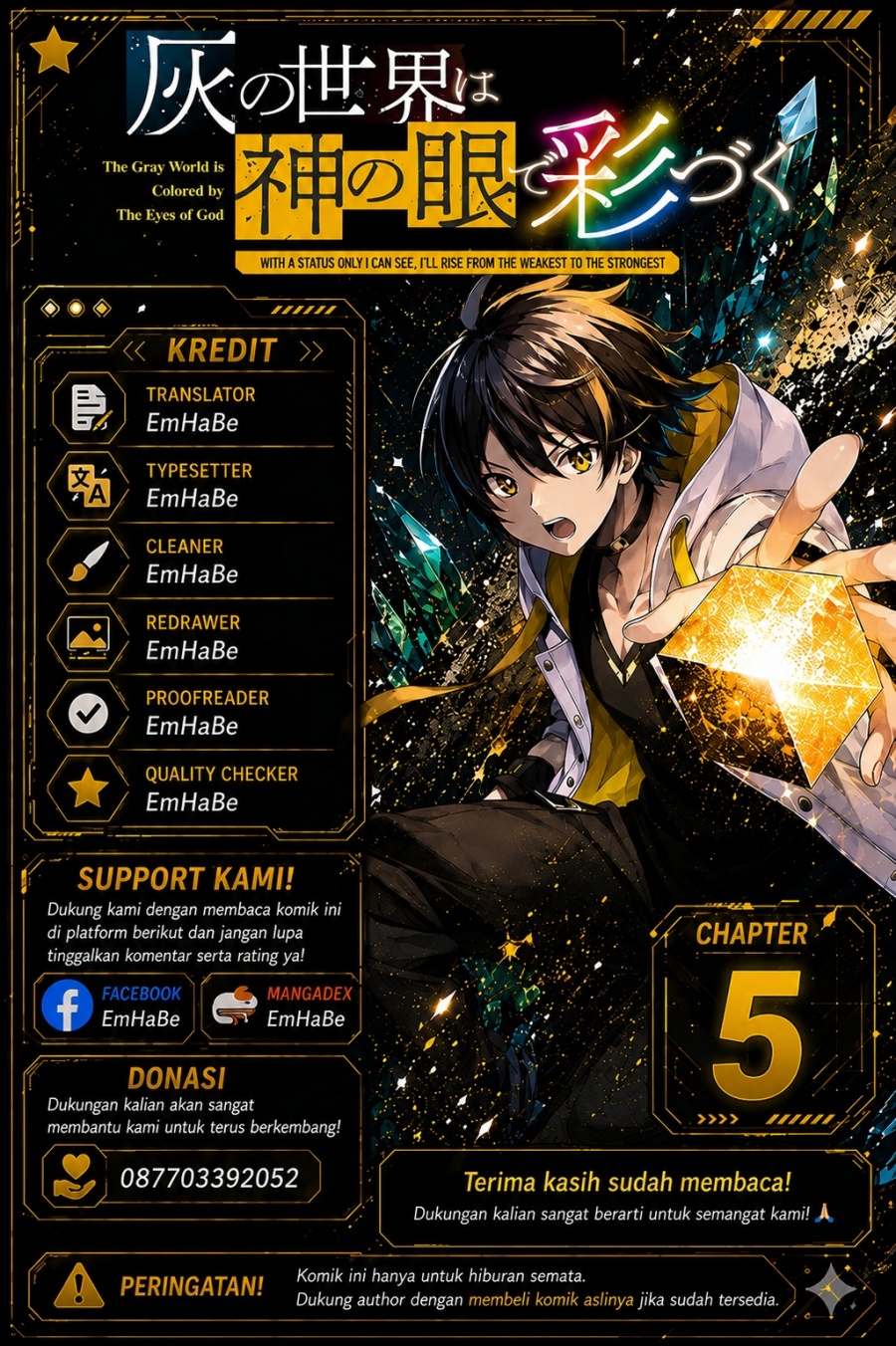 Baca Hai no Sekai wa Kami-no-me de Irodoku: Ore dake Mieru Status de, Saijaku kara Saikyou e Kageagaru - Chapter 5 halaman 1