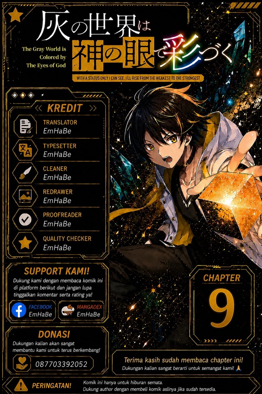 Baca Hai no Sekai wa Kami-no-me de Irodoku: Ore dake Mieru Status de, Saijaku kara Saikyou e Kageagaru - Chapter 9 halaman 1