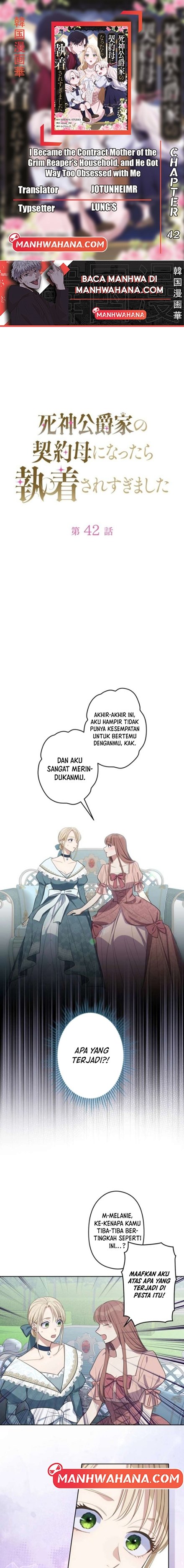 Baca I Became the Contract Mother of the Grim Reaper Duke's Family and They Became Obsessed With Me - Chapter 42 halaman 1