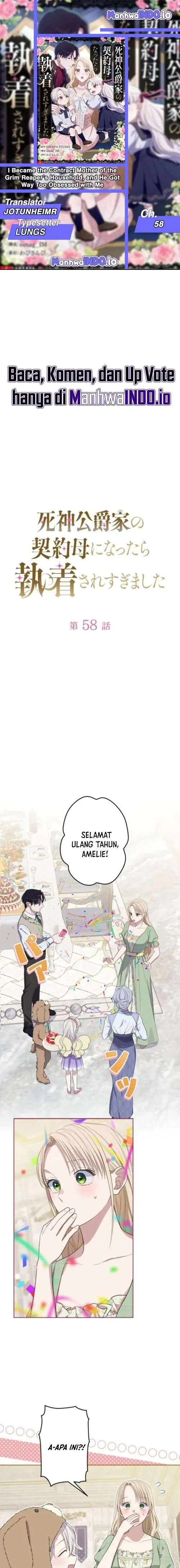 Baca I Became the Contract Mother of the Grim Reaper Duke's Family and They Became Obsessed With Me - Chapter 58 halaman 1