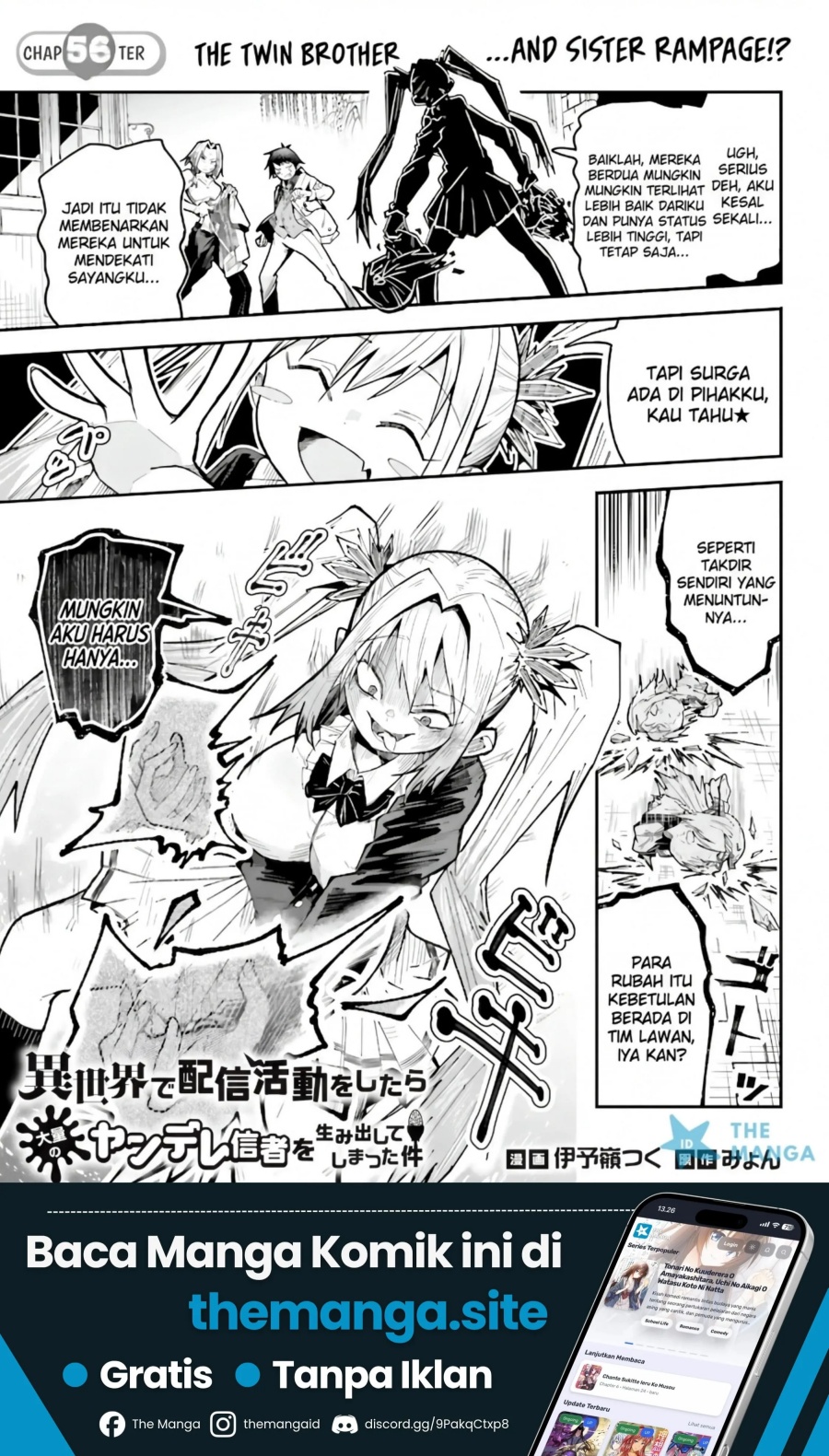 Baca Isekai de Haishin Katsudou wo Shitara Tairyou no Yandere Shinja wo Umidashite Shimatta Ken - Chapter 56 halaman 2