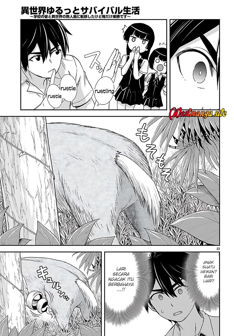 Isekai Yurutto Survival Seikatsu: Gakkou no Minna to Isekai no Mujintou ni Tenishitakedo Ore Dake Rakushou desu Chapter 42 - Page 25