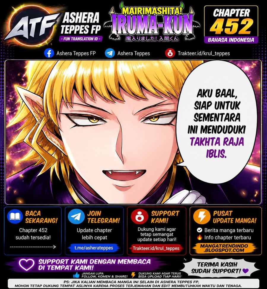 Baca Mairimashita! Iruma-kun - Chapter 452 halaman 1