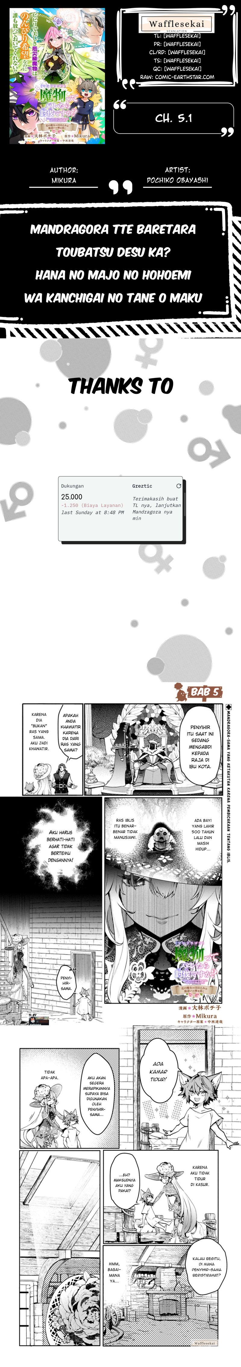 Baca Mamono (Mandragora) tte Baretara Toubatsu desu ka? - Chapter 5.1 halaman 1