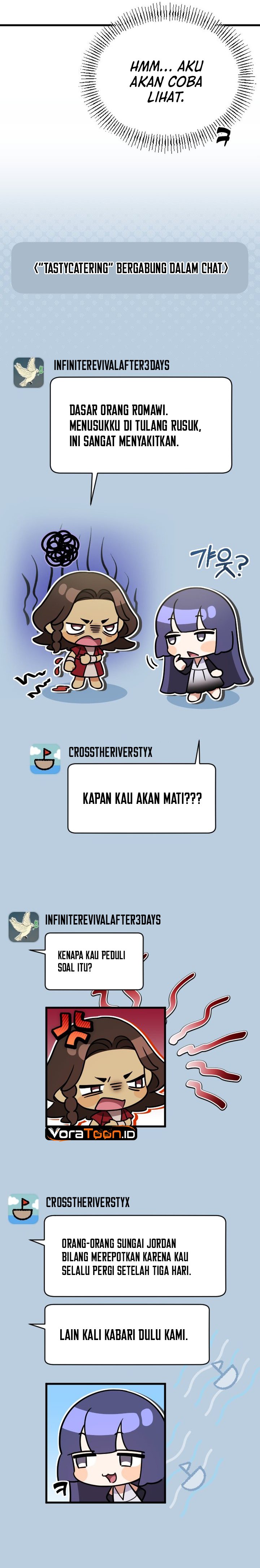 Baca Offering Kimchi Cup Noodles to the Gods’ Group Chat Chapter 1 Bahasa Indonesia page 34