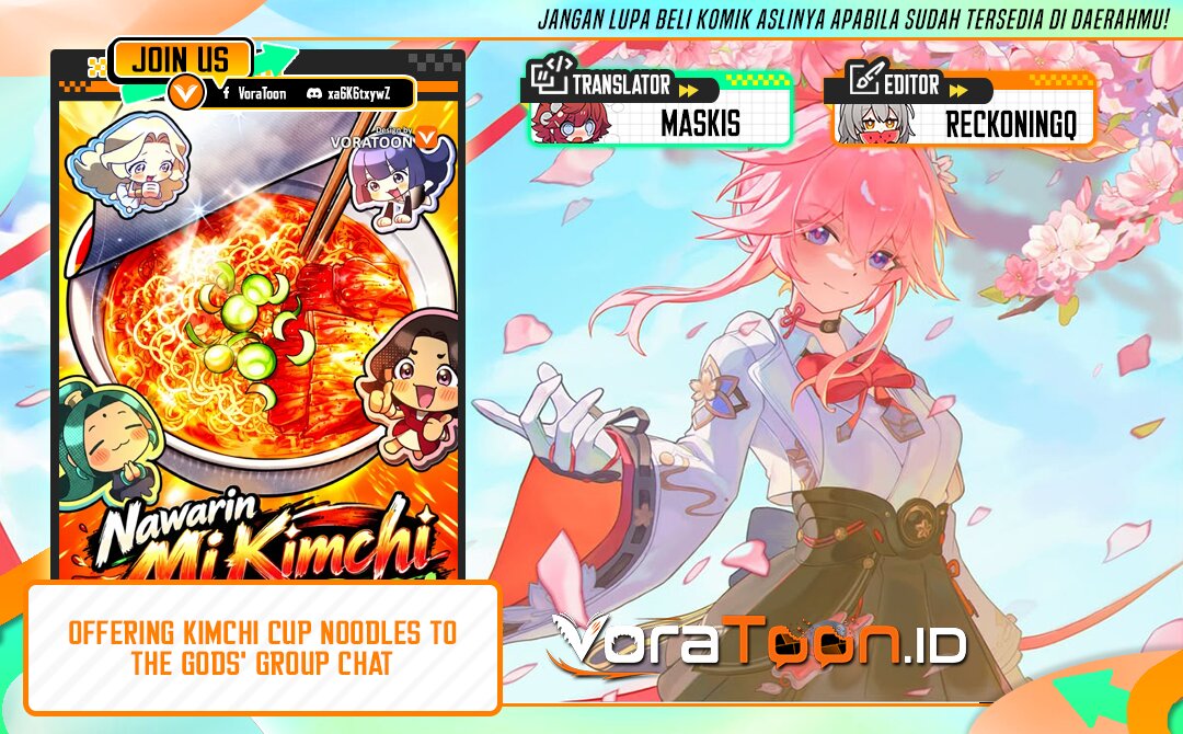 Baca Offering Kimchi Cup Noodles to the Gods’ Group Chat Chapter 2 Bahasa Indonesia page 6