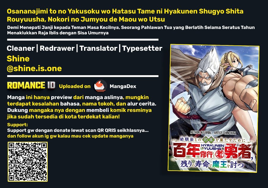 Baca Osananajimi to no Yakusoku wo Hatasu Tame ni Hyakunen Shugyo Shita Rouyuusha, Nokori no Jumyou de Maou wo Utsu Chapter 3 Bahasa Indonesia page 6