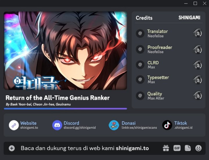 Baca Return Of The All-Time Genius Ranker - Chapter 32 halaman 1