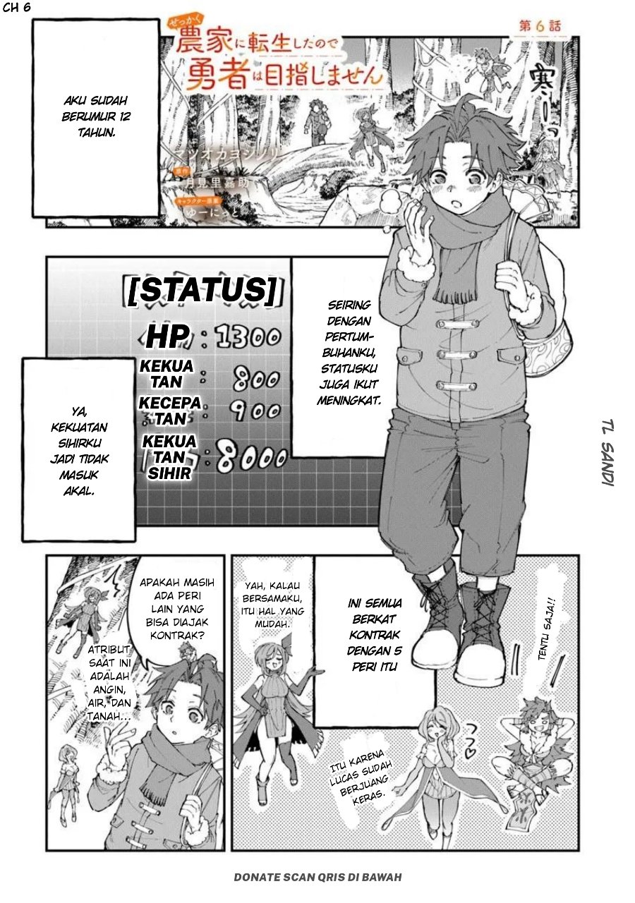Sekkaku Nouka ni Tensei shitanode Yuusha wa Mezashimasen Chapter 6.1 - Page 1