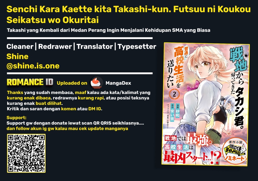 Baca Senchi Kara Kaette kita Takashi-kun. Futsuu ni Koukou Seikatsu wo Okuritai - Chapter 15 halaman 39
