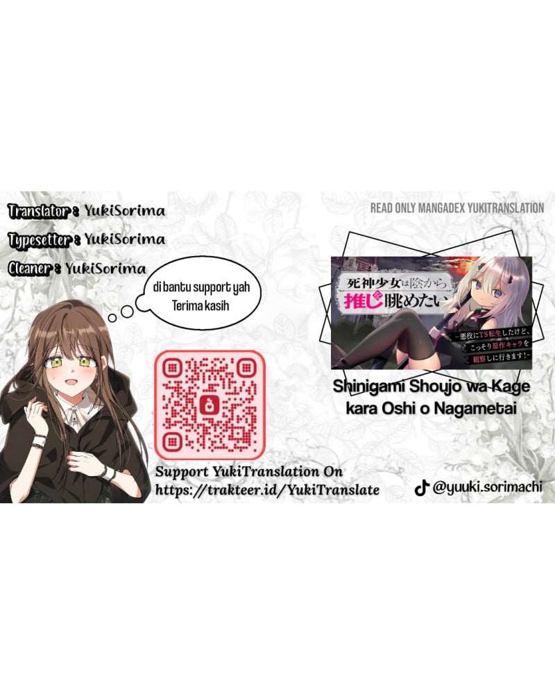 Baca Shinigami Shoujo wa Kage kara Oshi o Nagametai: Akuyaku ni TS Tensei Shita kedo, Kossori Gensaku Chara o Kansatsu Shi ni Ikimasu! - Chapter 2 halaman 1