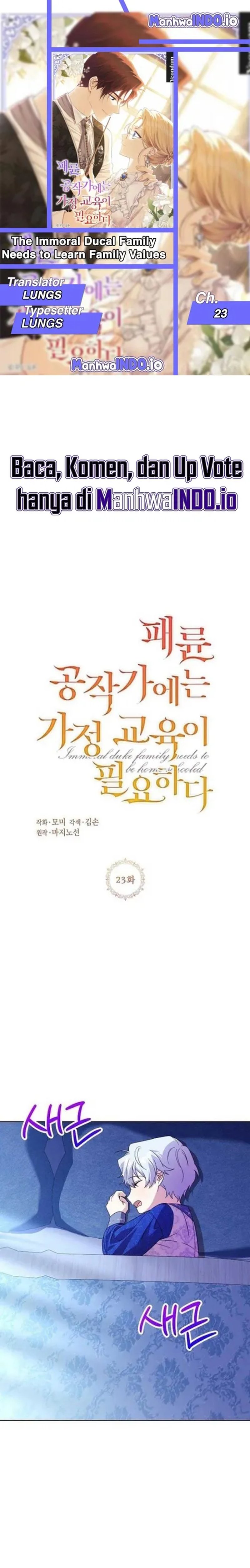 Baca The Immoral Duke Needs to Be Homeschooled - Chapter 23 halaman 1