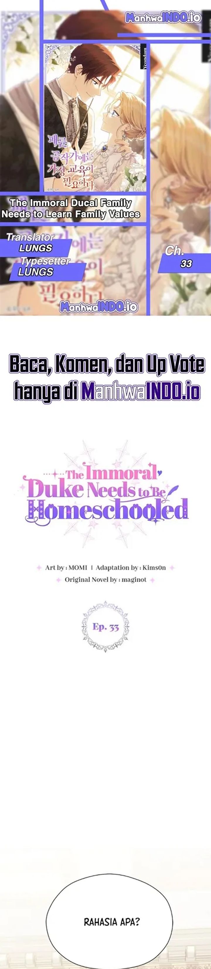 Baca The Immoral Duke Needs to Be Homeschooled - Chapter 33 halaman 1