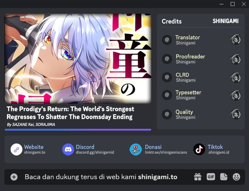Baca The Prodigy's Return: The World's Strongest Regresses To Shatter The Doomsday Ending - Chapter 1 halaman 1