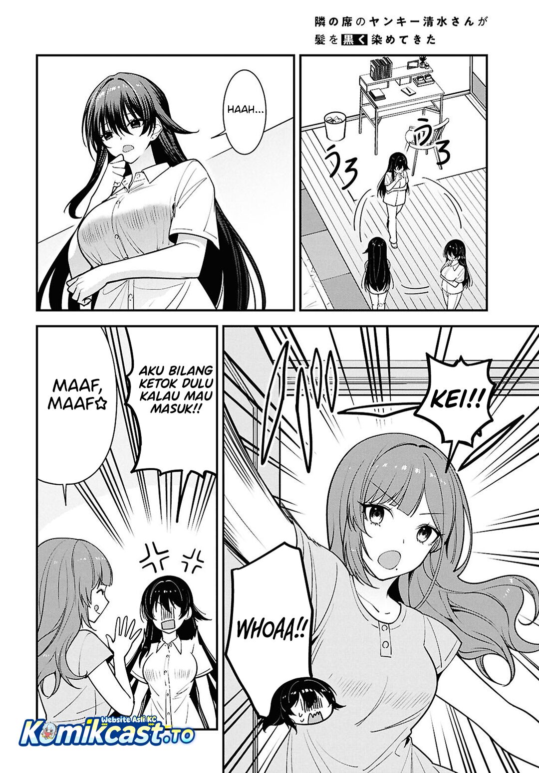 Baca Tonari no Seki no Yankee Shimizu-san ga Kami o Kuroku Sometekita - Chapter 17 halaman 17