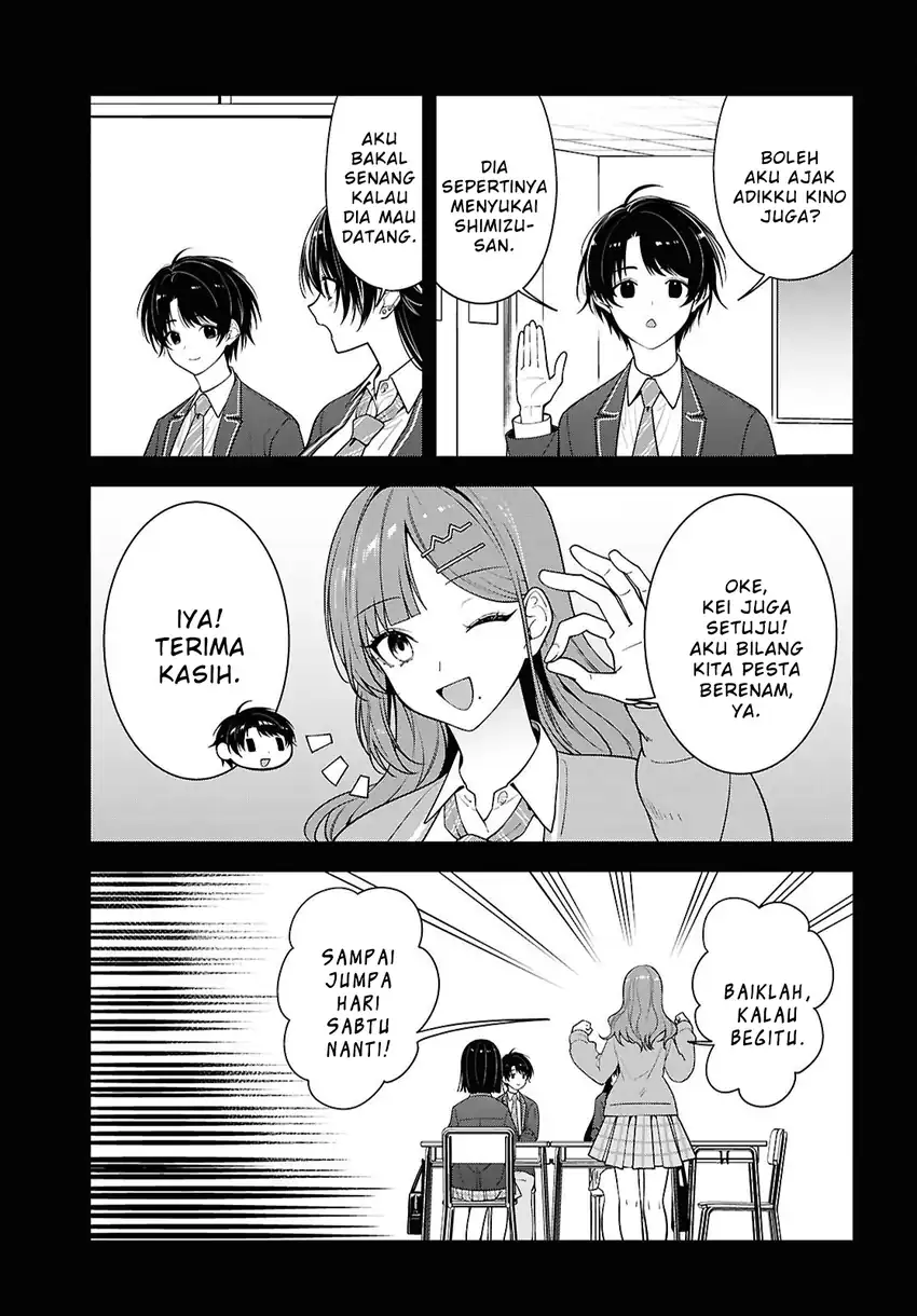 Baca Tonari no Seki no Yankee Shimizu-san ga Kami o Kuroku Sometekita - Chapter 18 halaman 3