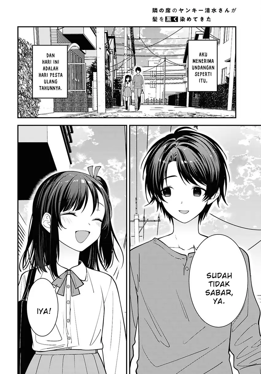 Baca Tonari no Seki no Yankee Shimizu-san ga Kami o Kuroku Sometekita - Chapter 18 halaman 4