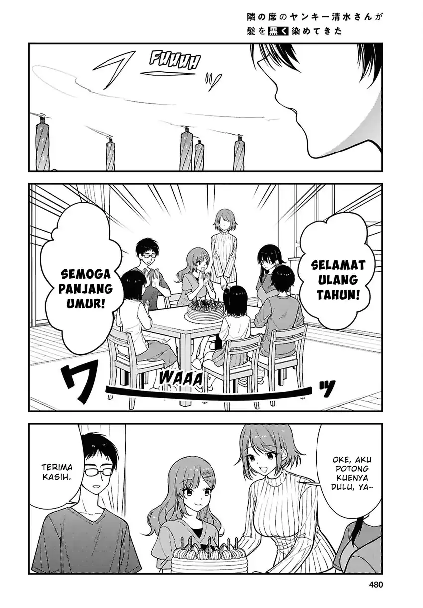 Baca Tonari no Seki no Yankee Shimizu-san ga Kami o Kuroku Sometekita - Chapter 18 halaman 6