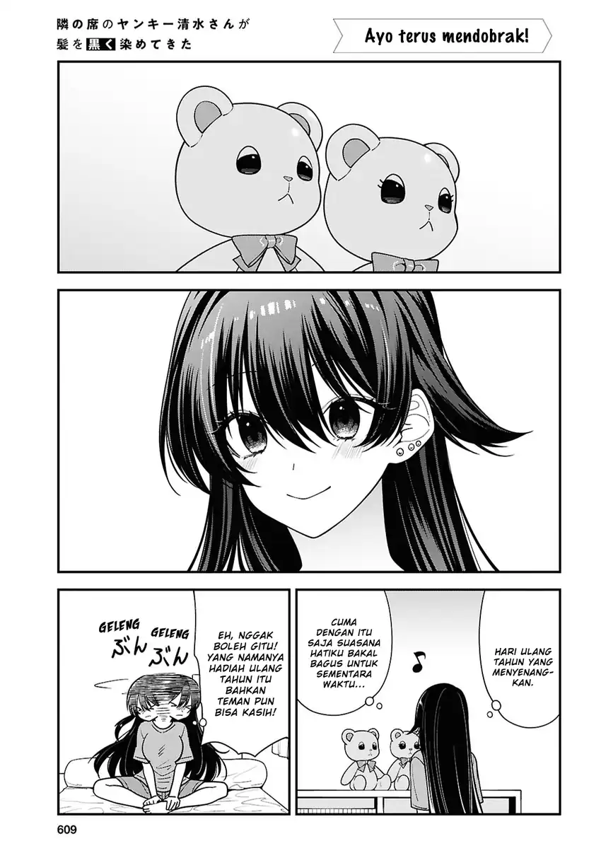 Baca Tonari no Seki no Yankee Shimizu-san ga Kami o Kuroku Sometekita - Chapter 19 halaman 1