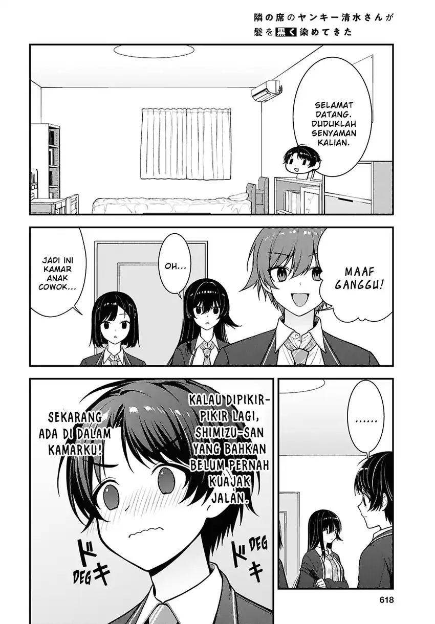 Baca Tonari no Seki no Yankee Shimizu-san ga Kami o Kuroku Sometekita - Chapter 19 halaman 10