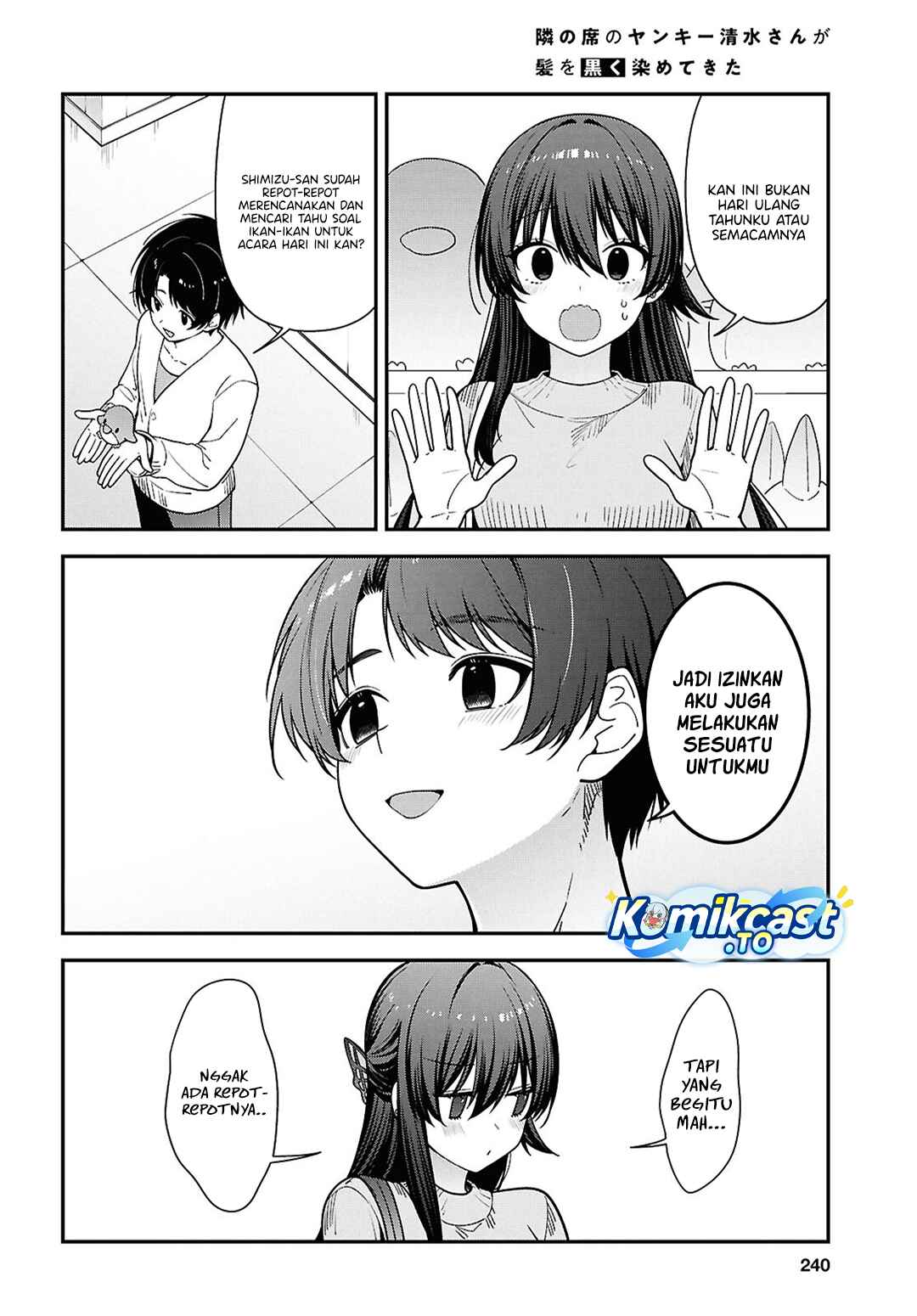 Baca Tonari no Seki no Yankee Shimizu-san ga Kami o Kuroku Sometekita - Chapter 20 halaman 22