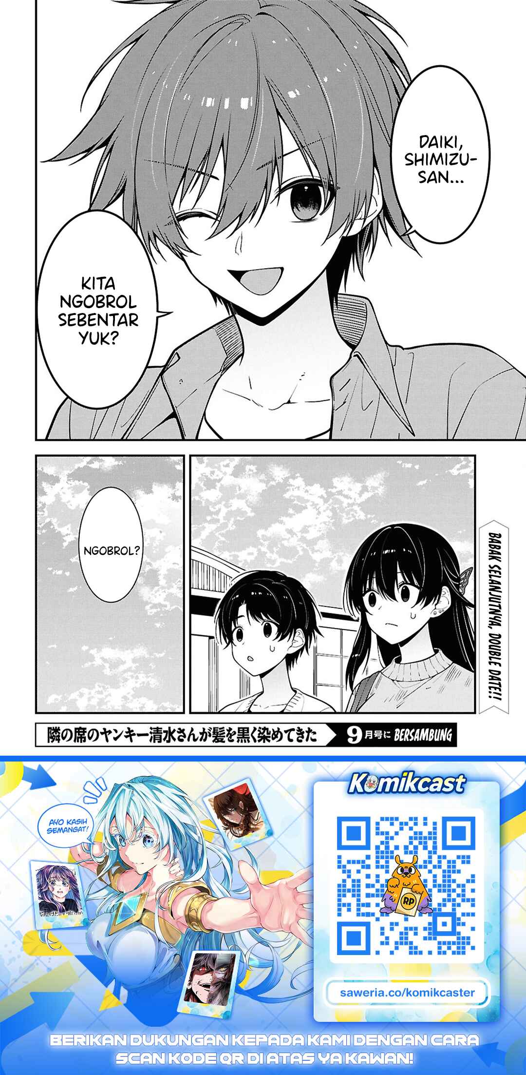 Baca Tonari no Seki no Yankee Shimizu-san ga Kami o Kuroku Sometekita - Chapter 20 halaman 32